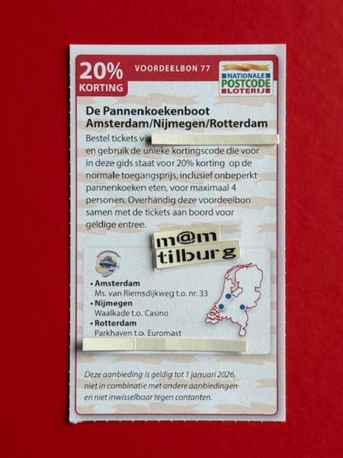 (77) De Pannenkoekenboot Amsterdam/Nijmegen/Rotterdam, Tickets en Kaartjes, Kortingen en Cadeaubonnen, Drie personen of meer, Overige typen