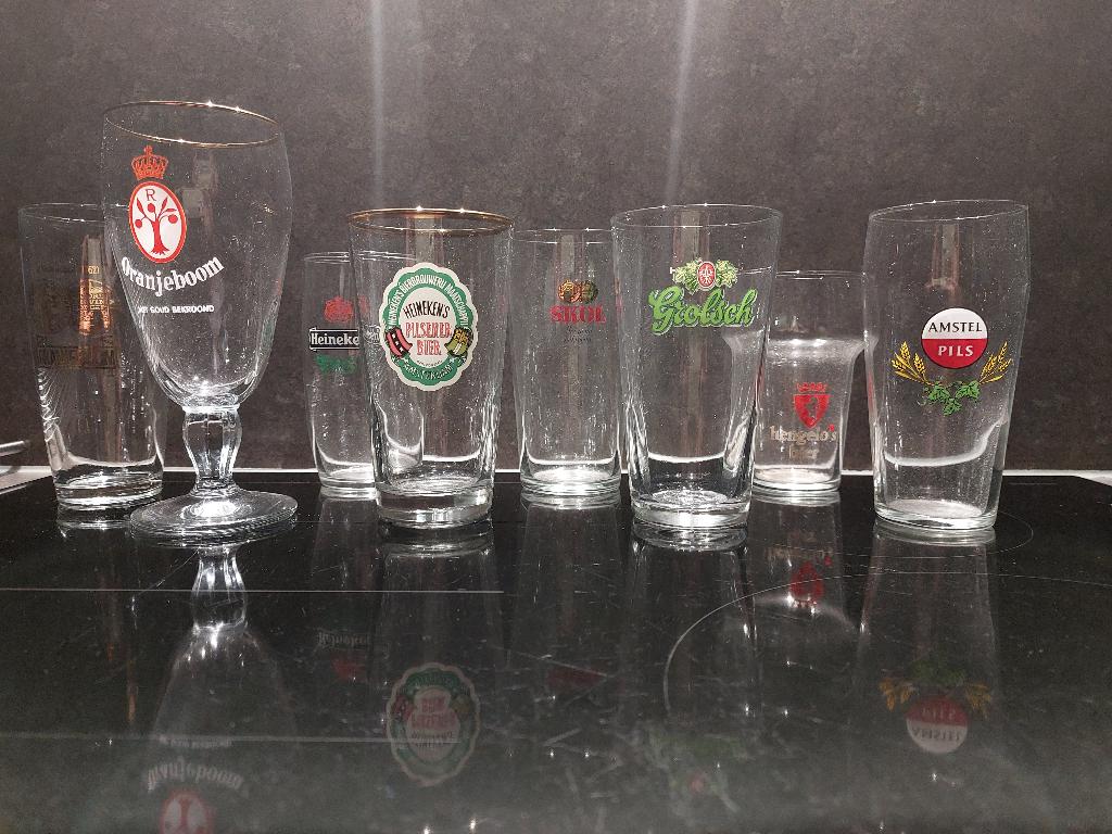 oude bierglazen van bekende NL brouwerijen, Verzamelen, Biermerken, Ophalen, Gebruikt, Glas of Glazen, Overige merken