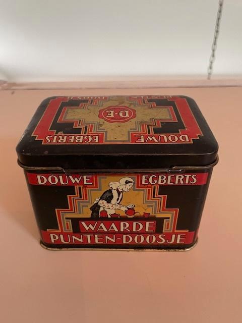 Vintage blik Douwe Egberts Waardepunten doosje. Met punten., Verzamelen, Blikken, Gebruikt, Overige, Douwe Egberts, Ophalen