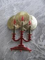Oud Decoratie Etiket - Kandelaar met 3 Kaarsjes 5 x 4 cm, Antiek en Kunst, Curiosa en Brocante, Verzenden