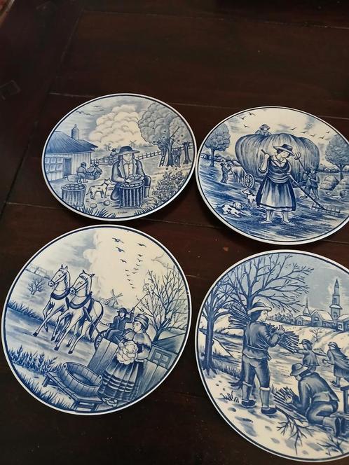 Delfts Blauw Wandborden - Set van 4, Antiek en Kunst, Antiek | Wandborden en Tegels, Ophalen of Verzenden
