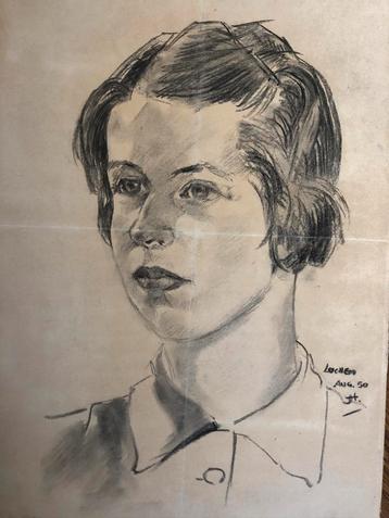 Portrettekening van een meisje, 1950, Lochem beschikbaar voor biedingen