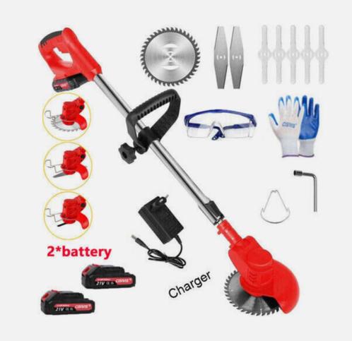 accu-strimmer met 2 accu, lader, messen en HM zaagblad, Tuin en Terras, Grastrimmers, Nieuw, Accu, 10 tot 30 cm, Ophalen of Verzenden