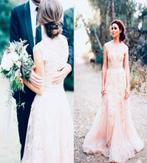 SALE nieuwe bohemian trouwjurk €449 34 36 38, Ophalen, Nieuw, Wit, Trouwjurk