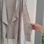 JEFF luxe wollen/zijde vest met watervalhals grijs S 49897, Jeff, Beige, Ophalen of Verzenden, Zo goed als nieuw