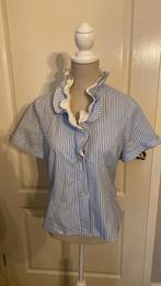 Blouse Blauw Wit gestreept met roezel kraag SIGN Maat 38, Ophalen of Verzenden, Zo goed als nieuw, Maat 38/40 (M), Blauw