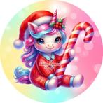 L625 icing frosting eenhoorn candy cane 20cm eetbare print, Ophalen of Verzenden, Nieuw, Taarten, Versiering