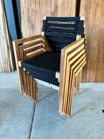 Tuin stapelstoel Vancouver teak rope zwart | afname per 6st, Tuin en Terras, Tuinstoelen, Ophalen, Nieuw, Teakhout, Stapelbaar