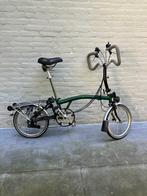 Brompton xxl vouwfiets 6 versn groen met voortas, Ophalen, Gebruikt, Brompton, 16 tot 18 inch