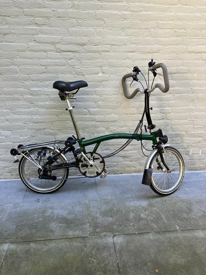 Brompton xxl vouwfiets 6 versn groen met voortas, Fietsen en Brommers, Fietsen | Vouwfietsen, Gebruikt, Brompton, 16 tot 18 inch