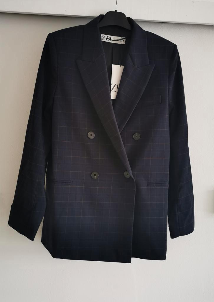 ZARA blazer met grove ruit mt. M, Kleding | Dames, Jasjes, Kostuums en Pakken, Nieuw, Jasje, Maat 38/40 (M), Blauw, Verzenden