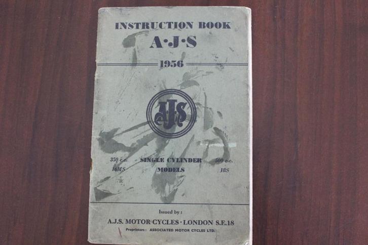 AJS singles 16MS 18S 1956 motorcycle instruction book, Motoren, Handleidingen en Instructieboekjes, Overige merken, Ophalen of Verzenden