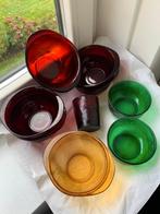 arcoroc sierra soepkommen, rood + oker, kommetjes groen glas, Ophalen of Verzenden, Bord(en), Overige stijlen, Glas