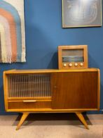 Vintage vitrine-/ tv-/ muziekkastje, Huis en Inrichting, Kasten | Vitrinekasten, Ophalen, O, Glas, Minder dan 100 cm