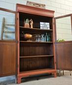 Vintage/Brocante terracotta schoolkast, winkelkast, Huis en Inrichting, Kasten | Buffetkasten, 100 tot 150 cm, 200 cm of meer