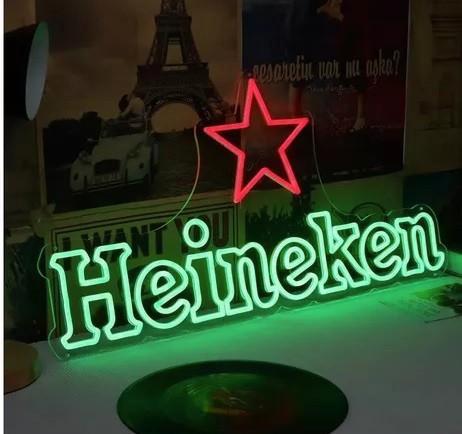 Heineken neon bord reclame lamp lichtbak LED XXL *GROOT*, Verzamelen, Biermerken, Nieuw, Reclamebord, Plaat of Schild, Heineken