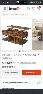 Uitklapbare industriële salontafel, Huis en Inrichting, Tafels | Salontafels, Ophalen, Gebruikt, 50 tot 100 cm, Minder dan 50 cm