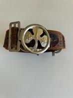 Leren Padvindsters riem met embleem, Verzamelen, Scouting, Ophalen of Verzenden, Gebruikt, Kleding