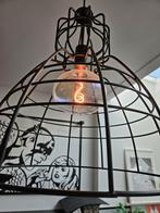 Set van twee metalen hanglampen opengewerkt zwart incl. lamp, Ophalen, Zo goed als nieuw, Metaal