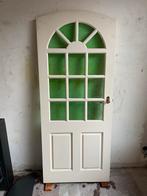 Witte deur met groen glas, Doe-het-zelf en Verbouw, Deuren en Horren, Ophalen, Gebruikt, 80 tot 100 cm, Binnendeur