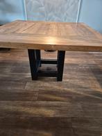 Vierkante blank teakhouten tafel, Ophalen, Gebruikt, Vijf personen of meer, 100 tot 150 cm