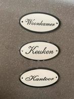Emaille deurbordje ovaal 'keuken’, ‘woonkamer’ en ‘kantoor’, Huis en Inrichting, Ophalen of Verzenden, Zo goed als nieuw