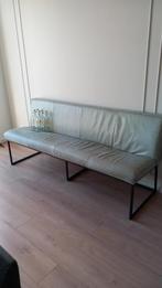 Eetbank 180 cm echt leer grijs groen, Huis en Inrichting, Banken | Sofa's en Chaises Longues, Gebruikt, Leer, Ophalen of Verzenden