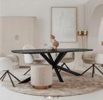 Eettafel Silvi Deens ovaal, Mangohout, kleur Zwart, Ophalen of Verzenden, Zo goed als nieuw