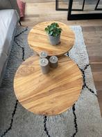 Salontafel set Mango Hout - Stijlvol en Uniek, Ophalen, Gebruikt, Rond, 50 tot 100 cm