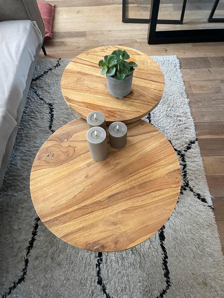 Salontafel set Mango Hout - Stijlvol en Uniek, Huis en Inrichting, Tafels | Salontafels, Gebruikt, Minder dan 50 cm, 50 tot 100 cm