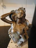 Bronzen beeld van dame op sokkel, Antiek en Kunst, Ophalen of Verzenden