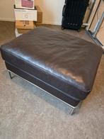 Ikea Arild poef / hocker - donkerbruin leer, Ophalen, Gebruikt, 75 tot 100 cm, Modern