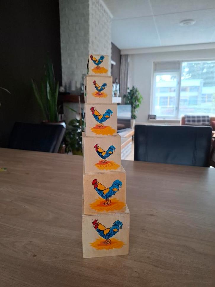Houten Stapeltoren - Dieren thema, Kinderen en Baby's, Speelgoed | Babyspeelgoed, Gebruikt, Overige typen, Ophalen of Verzenden