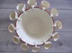 Gedecoreerde brocante Bowlset met 12 kopjes, Antiek en Kunst, Ophalen
