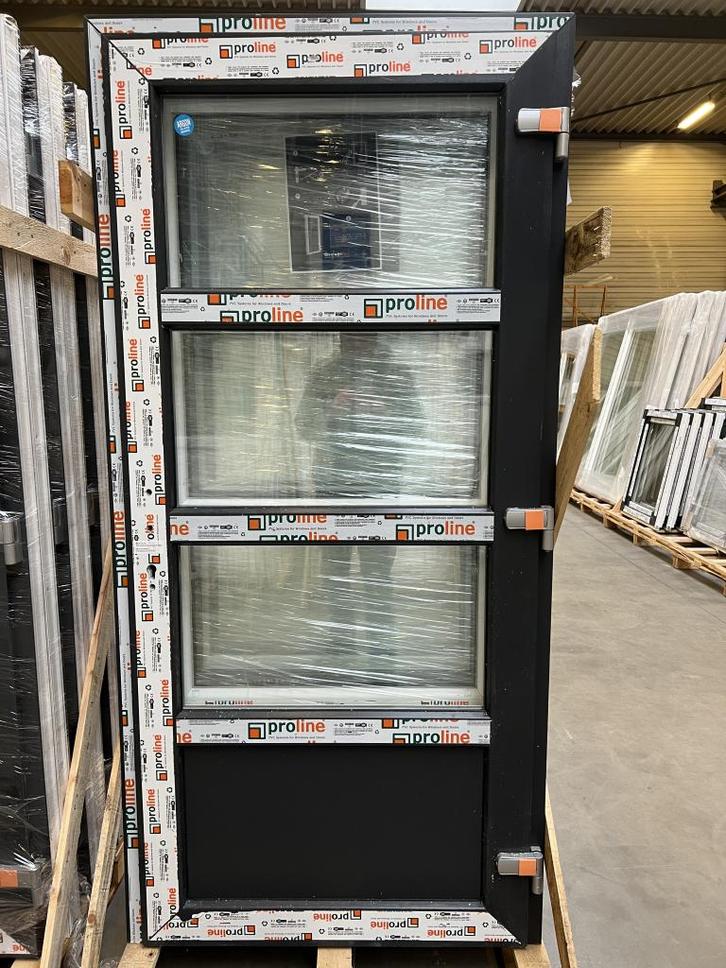 Kunststof buiten deur 98 x 204 1/4 paneel antraciet RAL 7016, Doe-het-zelf en Verbouw, Deuren en Horren, Nieuw, Buitendeur, 200 tot 215 cm