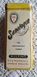 Oud geel blikje Sanatogen, ( zenuw ) versterkend middel, Antiek en Kunst, Ophalen of Verzenden