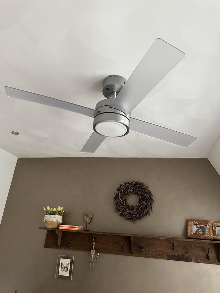 Jan des Bouvrie lamp met ventilator op afstandsbediening, Witgoed en Apparatuur, Ventilatoren, Zo goed als nieuw, Plafondventilator