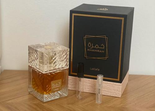 Lattafa Khamrah tester/sample, Sieraden, Tassen en Uiterlijk, Uiterlijk | Parfum, Zo goed als nieuw, Ophalen of Verzenden