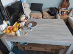Antraciet Grijze Houten Eettafel - 90x140cm, Ophalen, Gebruikt, 100 tot 150 cm, 50 tot 100 cm