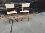 2 vintage slede stoeltjes schoolstoel, bureaustoel, Huis en Inrichting, Stoelen, Ophalen, Gebruikt, Twee, Wit