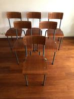 Set of partij stapelbare schoolstoelen Marco eromes retro, Huis en Inrichting, Stoelen, Vijf, Zes of meer stoelen, Gebruikt, Bruin