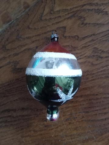 antieke kerstbal nr 131 oranje wit zilver groen gesuikerd beschikbaar voor biedingen