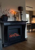 Zwarte Fossiel stenen franse schouw/haard Xarakyn Kreta, Ophalen, Zo goed als nieuw, Vrijstaande haard, Elektrische haard