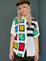 Vintage 90’s - jaren 90 blouse /shirt - wit - print - 38 / M, Kleding | Dames, Ophalen of Verzenden