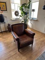 Bruine schapenlederen fauteuil, Ophalen, Gebruikt