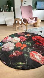 Rond Tapijt bloemenschilderij rood, wit, rose 180cm, Huis en Inrichting, Stoffering | Tapijten en Kleden, Ophalen, Gebruikt, 150 tot 200 cm