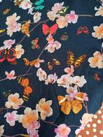 Stof tricot stretch Nieuw vlinder bloem decor, Blauw, 120 cm of meer, Ophalen of Verzenden, Katoen