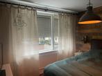 Stoere linnen vitrages met strik lussen, Huis en Inrichting, Ophalen, 100 tot 150 cm, 200 cm of meer, Beige