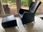 Montis Windy stoel & hocker, Huis en Inrichting, Stoelen, Ophalen, Gebruikt, Blauw, Leer