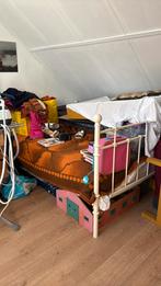 Metalen logeerbed 140-200, Huis en Inrichting, Zwart, Tweepersoons, Zo goed als nieuw, Metaal